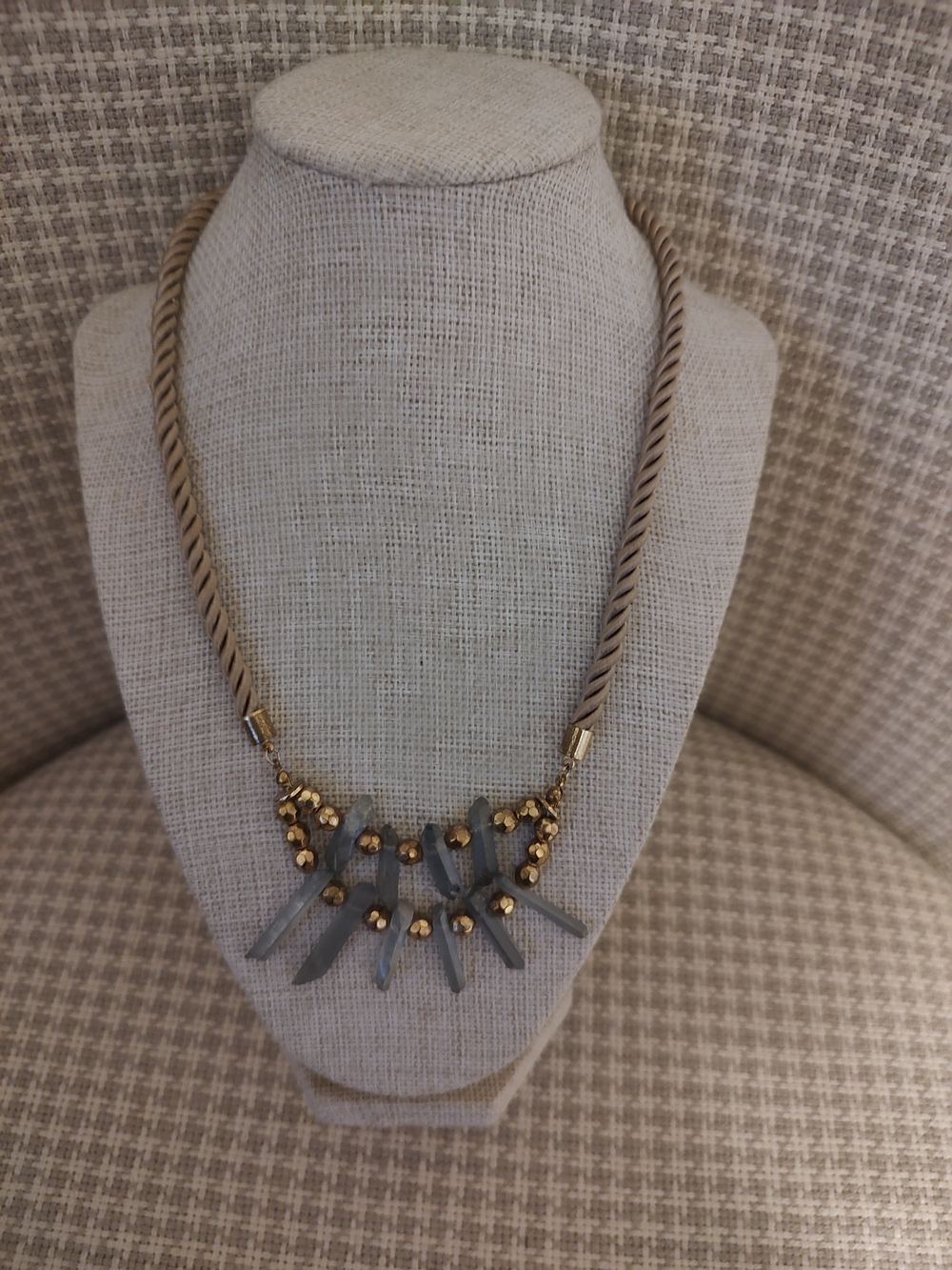 Gold and Gray Statement Necklace - Women Jewelry